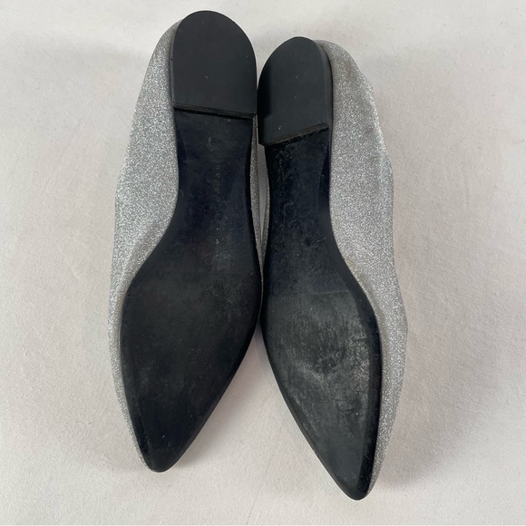 Zara Glitter Slip On Point Toe Ballet Flats in Silver Size 38 or 7.5 - Picture 6 of 8